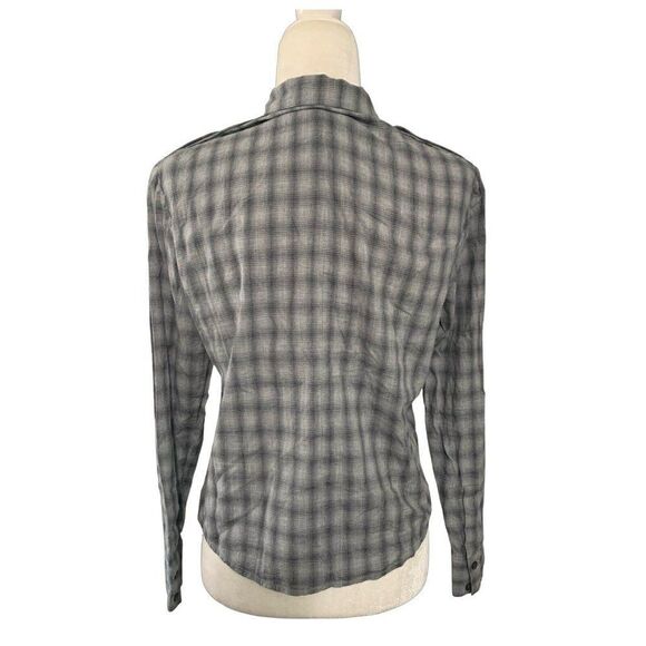 j brand womens gray plaid long sleeve button down top small - Picture 2 of 4